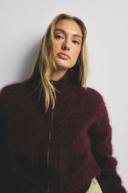 World Of Nomads II FELIX Zip Up Cashmere Bomber - Aubergine