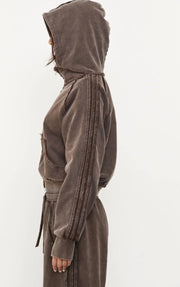 Pinky & Kamal II ACID WASH ZIP UP HOODLE - Soil