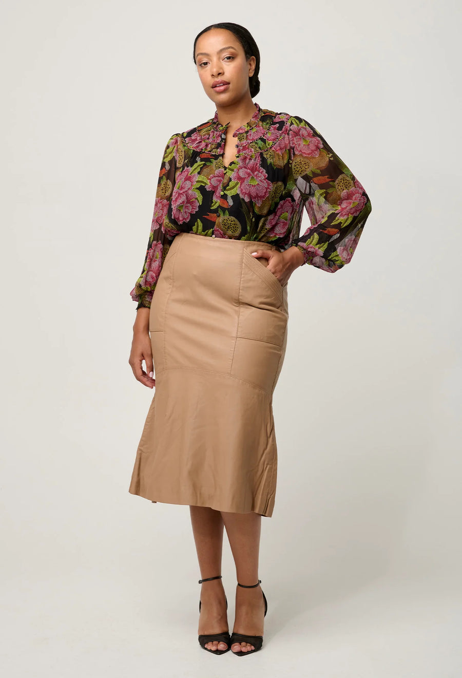 OnceWas II ESTRELLA Chiffon Blouse - Winter Granadilla