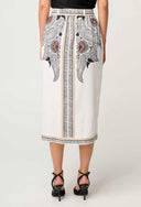 Zenobia Contrast Trim Viscose Dobby Midi Skirt - Ivory Casablanca