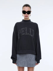 ENA Pelly II GLITTER Collegiate Sweatshirt - Off Black