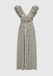 Morrison II MARINA SCALLOP MAXI DRESS - Stripe Black/Cream