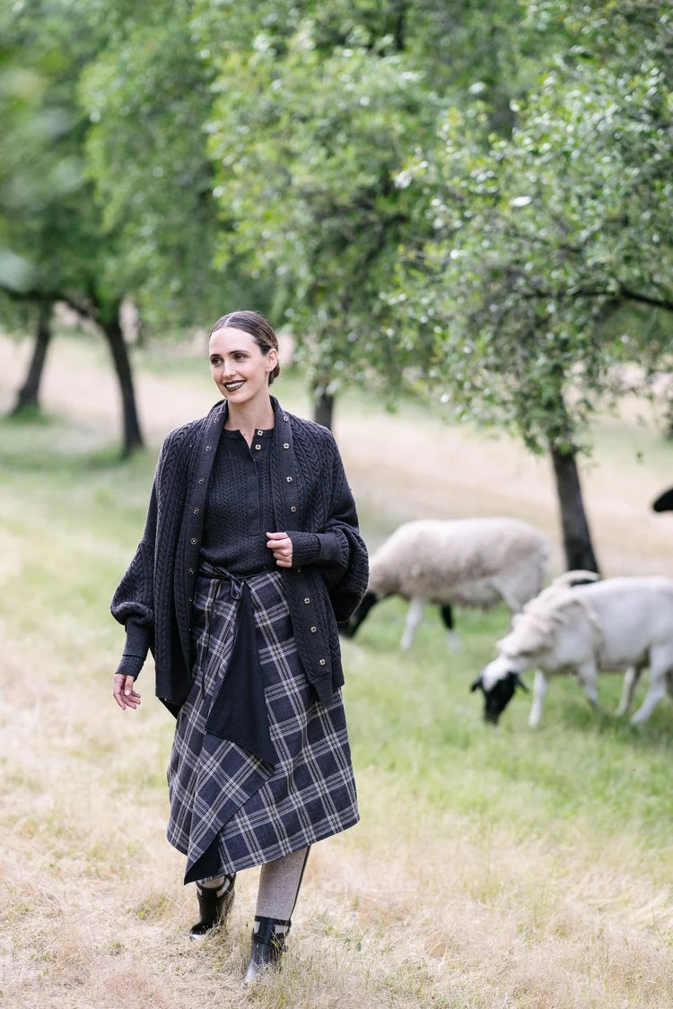 Maud Dainty II ARGO SKIRT - Brown/Gold Check