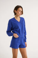 Charlotte V Neck Jumper - Cobalt
