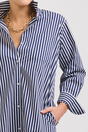 Shirty II CLASSIC Cotton Shirtdress - French Navy Stripe