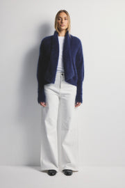 World Of Nomads II ZOE Cropped Open Cashmere Cardigan - Navy