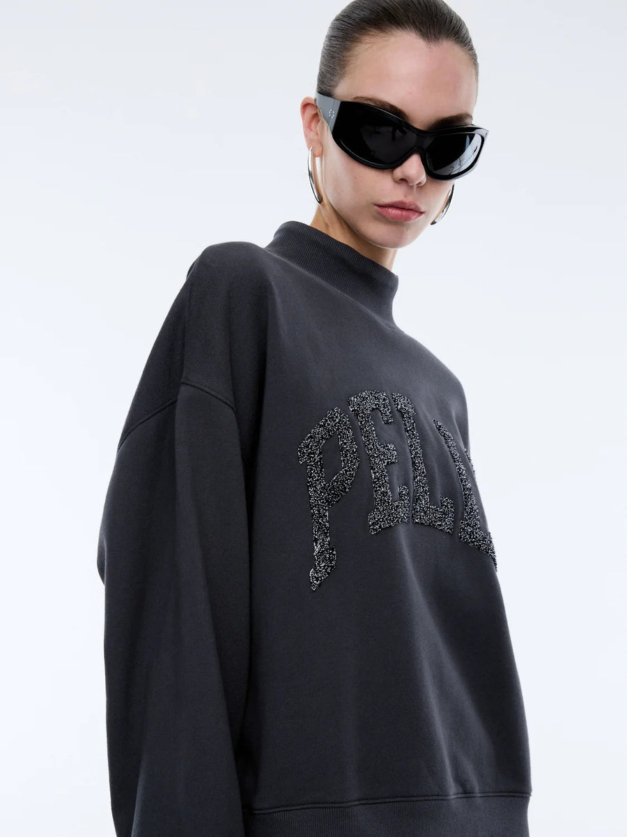ENA Pelly II GLITTER Collegiate Sweatshirt - Off Black