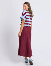Elm Lifestyle II ELENI Bias Linen Skirt - plum