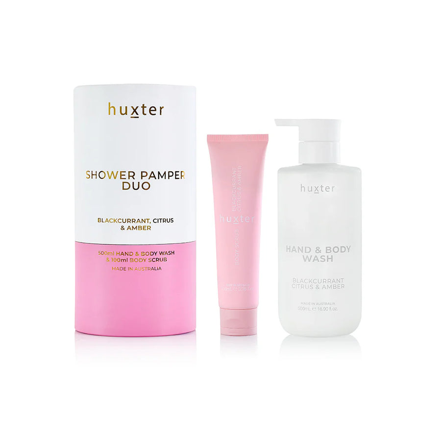 Huxter II Shower Pamper Duo - Blackcurrant, Citrus & Amber - Xmas Flowers Collection