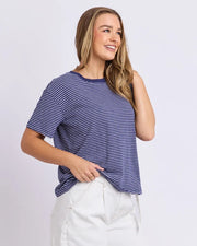 Foxwood II HUTCH STRIPE TEE - Navy