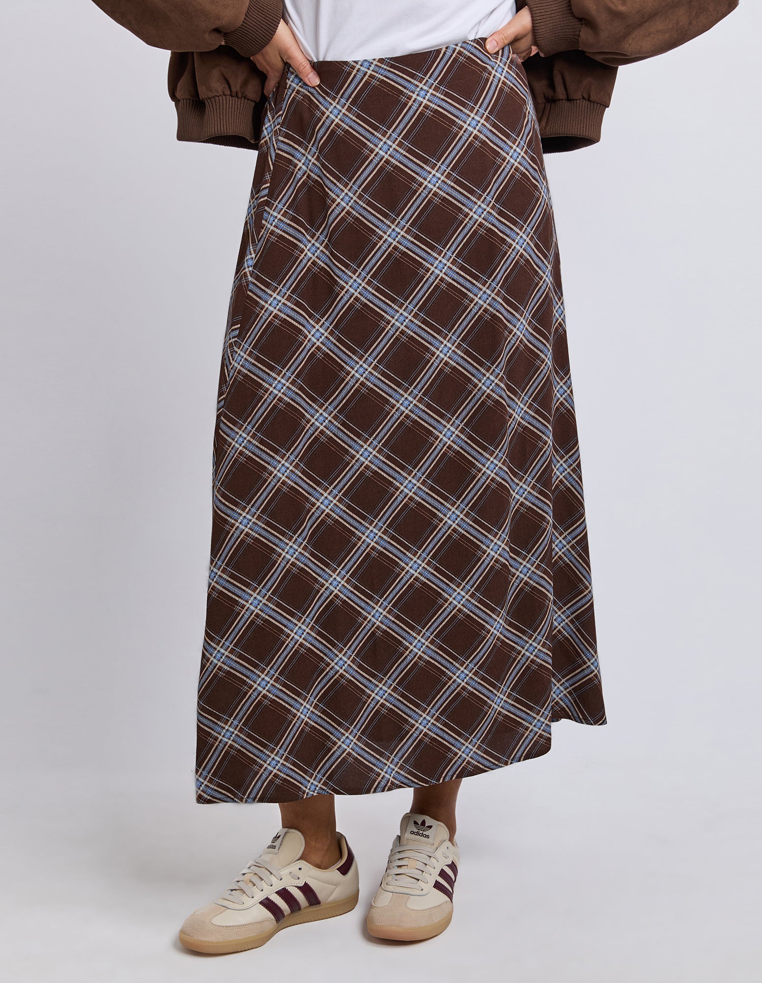 Foxwood II EDISON Check Skirt - choc