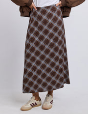 Foxwood II EDISON Check Skirt - choc