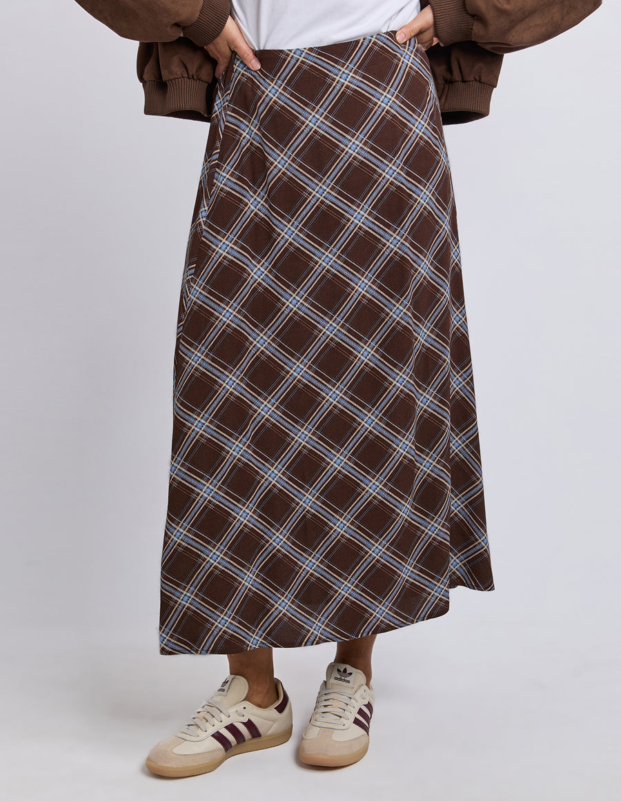 Foxwood II EDISON Check Skirt - choc