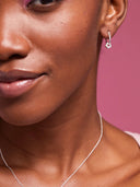 Multi Flower Hoop Earrings - Silver Plated