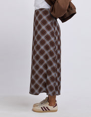Foxwood II EDISON Check Skirt - choc