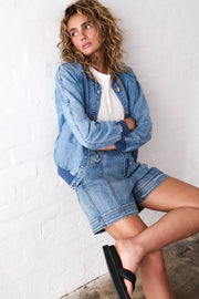 Kireina II SABRINA Bomber - Check Stitch 70s blue