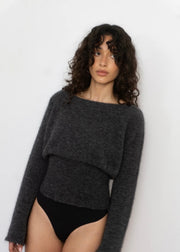 Pinky & Kamal II RIBBED mohair mix knit - dark grey