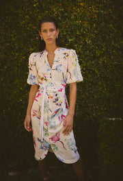 OnceWas II GAIA Lace Trim Spliced Dress - Plume Blossom