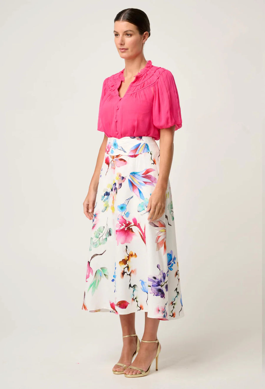 OnceWas IIPANDOREA Dobby Stitch Detail Skirt - plume blossom
