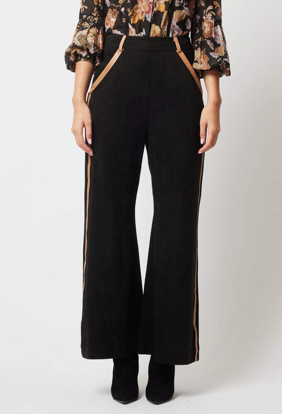 Oncewas II DANXIA Faux Suede Contrast Pant - black