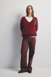 World Of Nomads II OLIVIA Cashmere V-Neck Sweater -Cerise