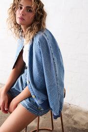 Kireina II SABRINA Bomber - Check Stitch 70s blue