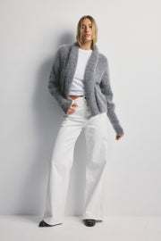 World Od Nomads II ZOE Cropped Open Cashmere Cardigan - Charcoal