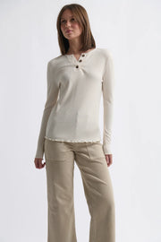 Kireina II HEATHER Ribbed Top - vanilla