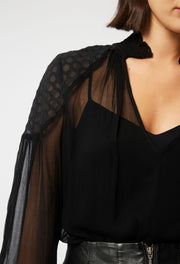 Oncewas II PHEONIX Contrast Shoulder Blouse - black