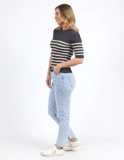 Foxwood II SYDNEY Knit Stripe Top - charcoal