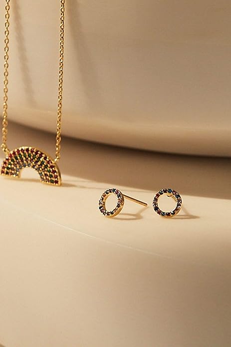 Estella Bartlett II Full Rainbow Necklace - Gold Plated