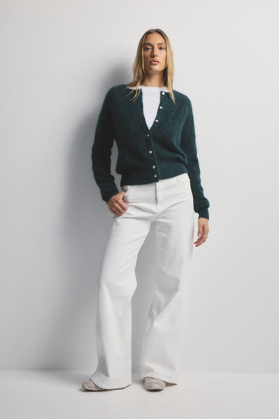 World Of Nomads II AVA Alpaca Cardigan - Dark Green