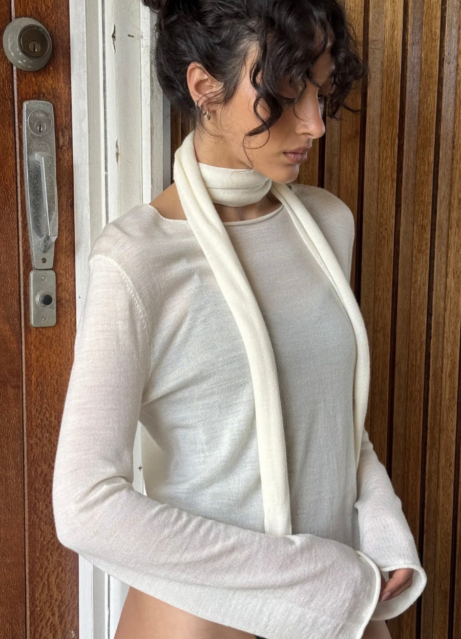 Pinky & Kamal II Light Weight KNIT & SCARF - cream