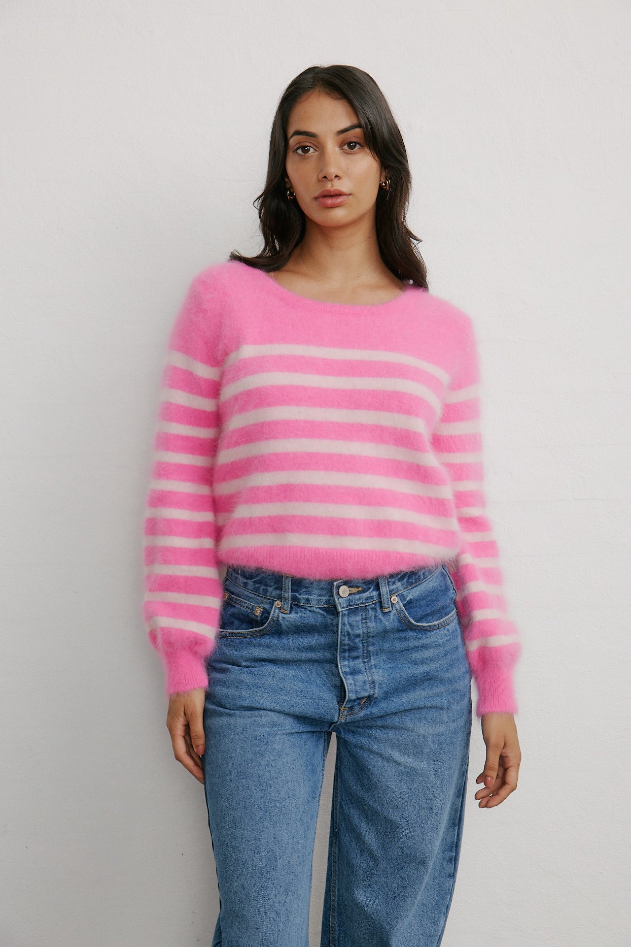 World of Nomads II Tara Stripe Cashmere Crew Knit - Bloom