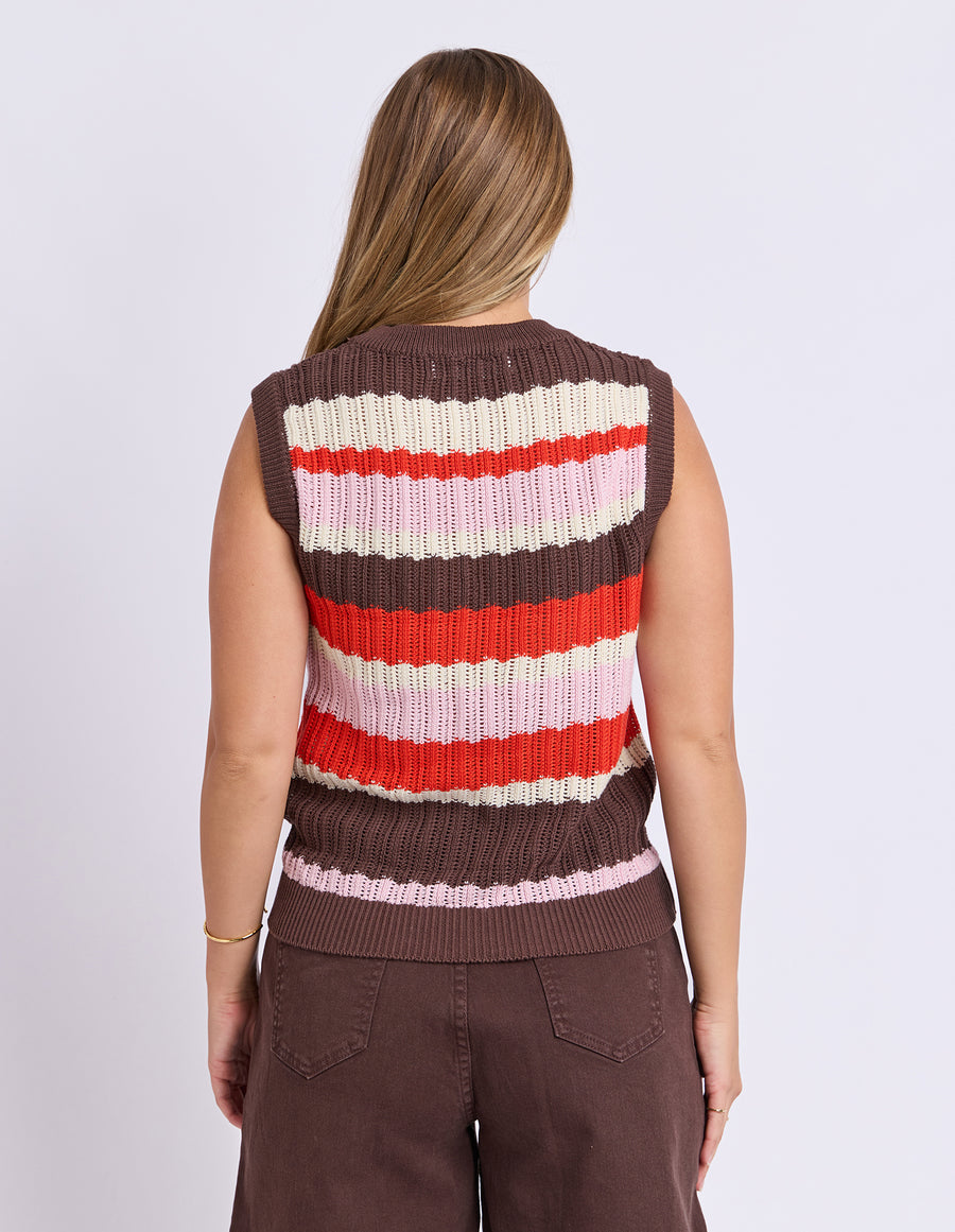 Foxwood II HAVEN STRIPE KNIT VEST TOP - Red