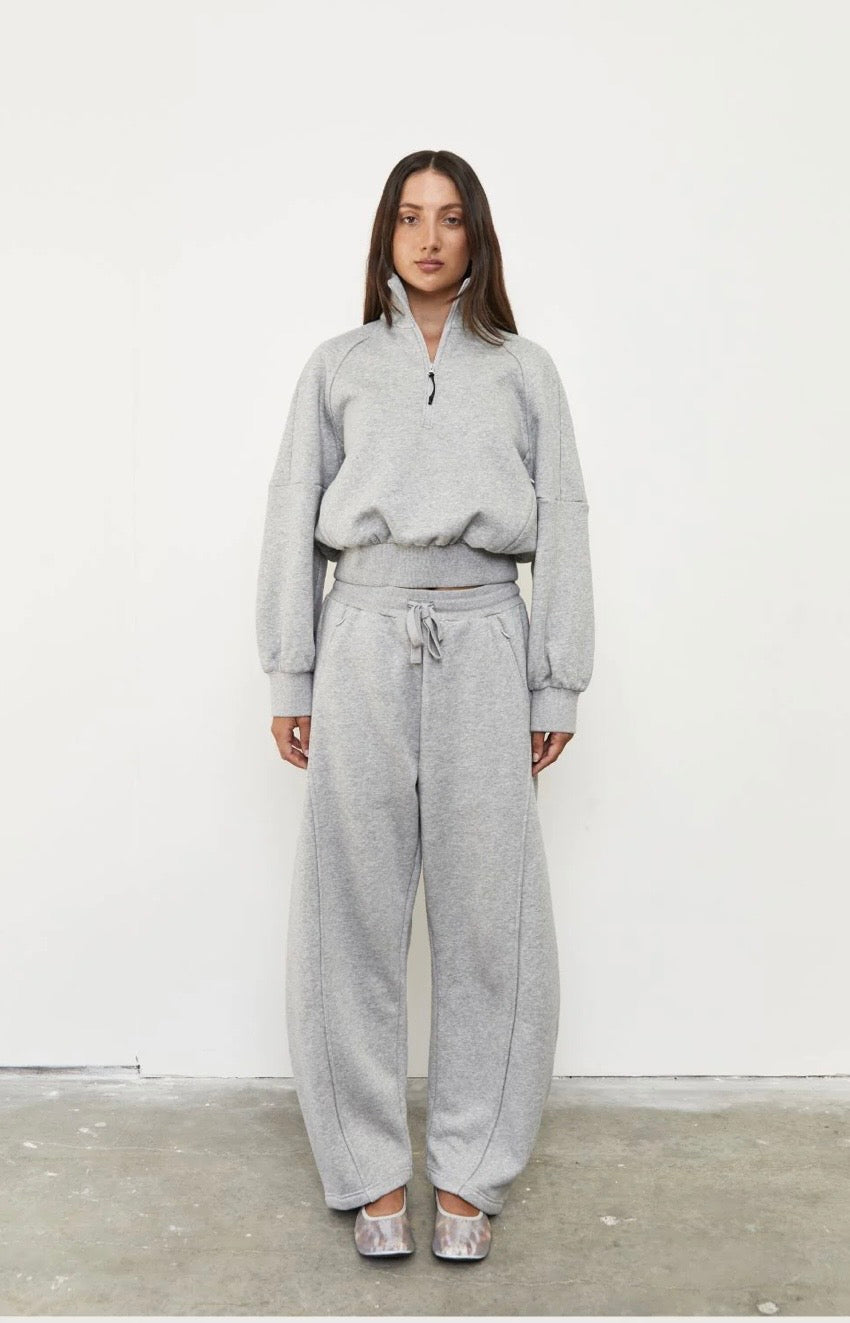 Pinky & Kamal II 1/4 ZIP FLEECE SWEATER - Grey Marle