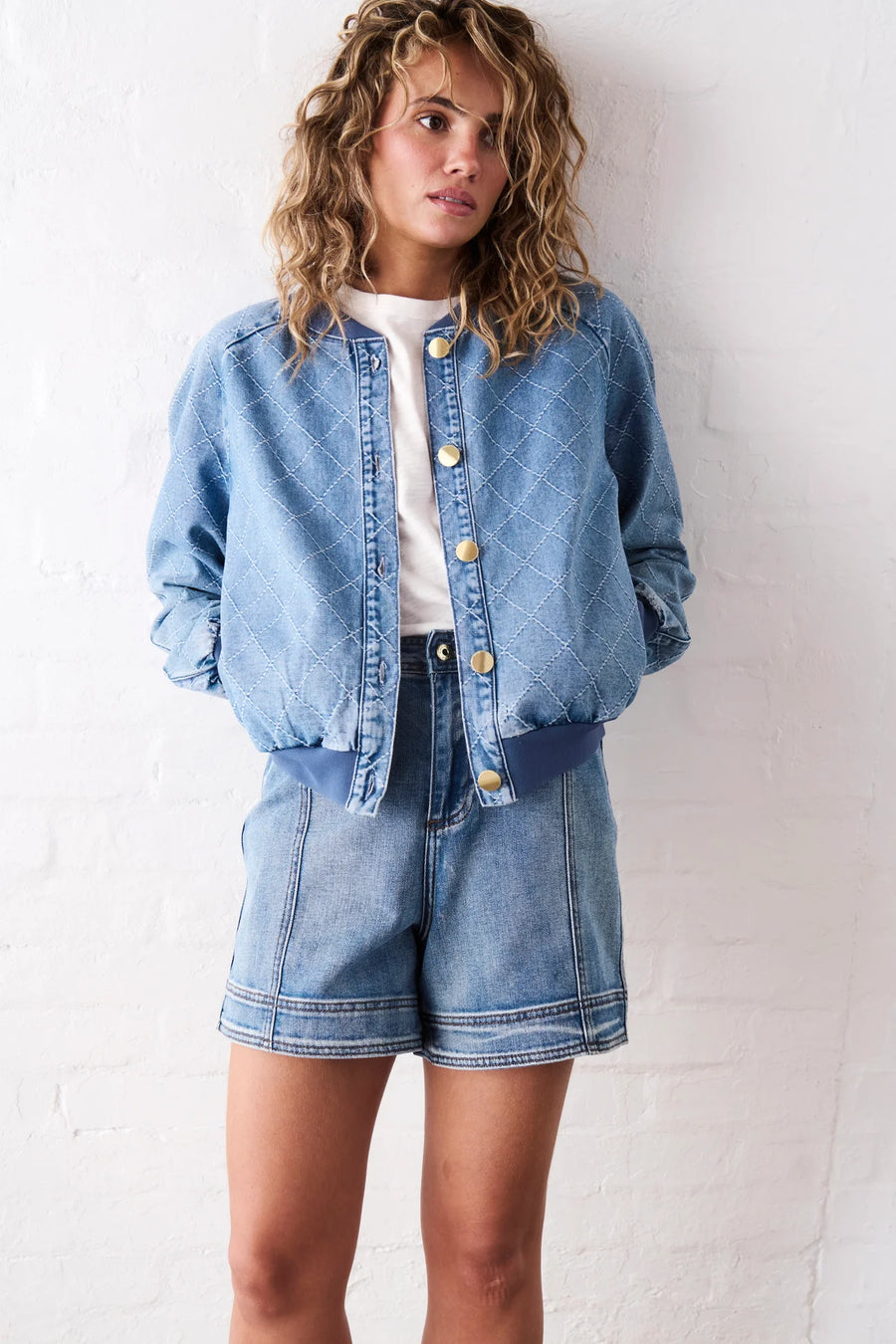 Kireina II SABRINA Bomber - Check Stitch 70s blue