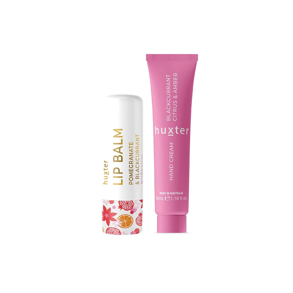 Huxter II Lip & Hand Cream Duo (Inc. Blackcurrant, Citrus & Amber Hand Cream 35ml + Pomegranate & Blackcurrant Lip Balm 9gm)