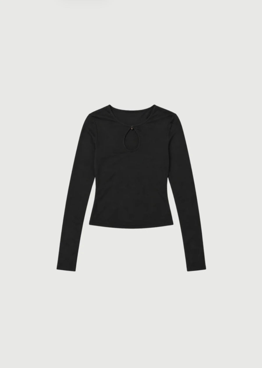 Pinky & Kamal II BEADED L/S Top - black
