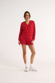 PRIMI II CHARLOTTE V NECK JUMPER - Red
