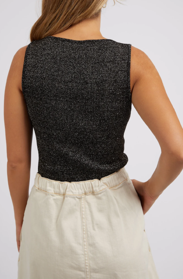 Foxwood II TESSA Metallic Knit Tank - Black