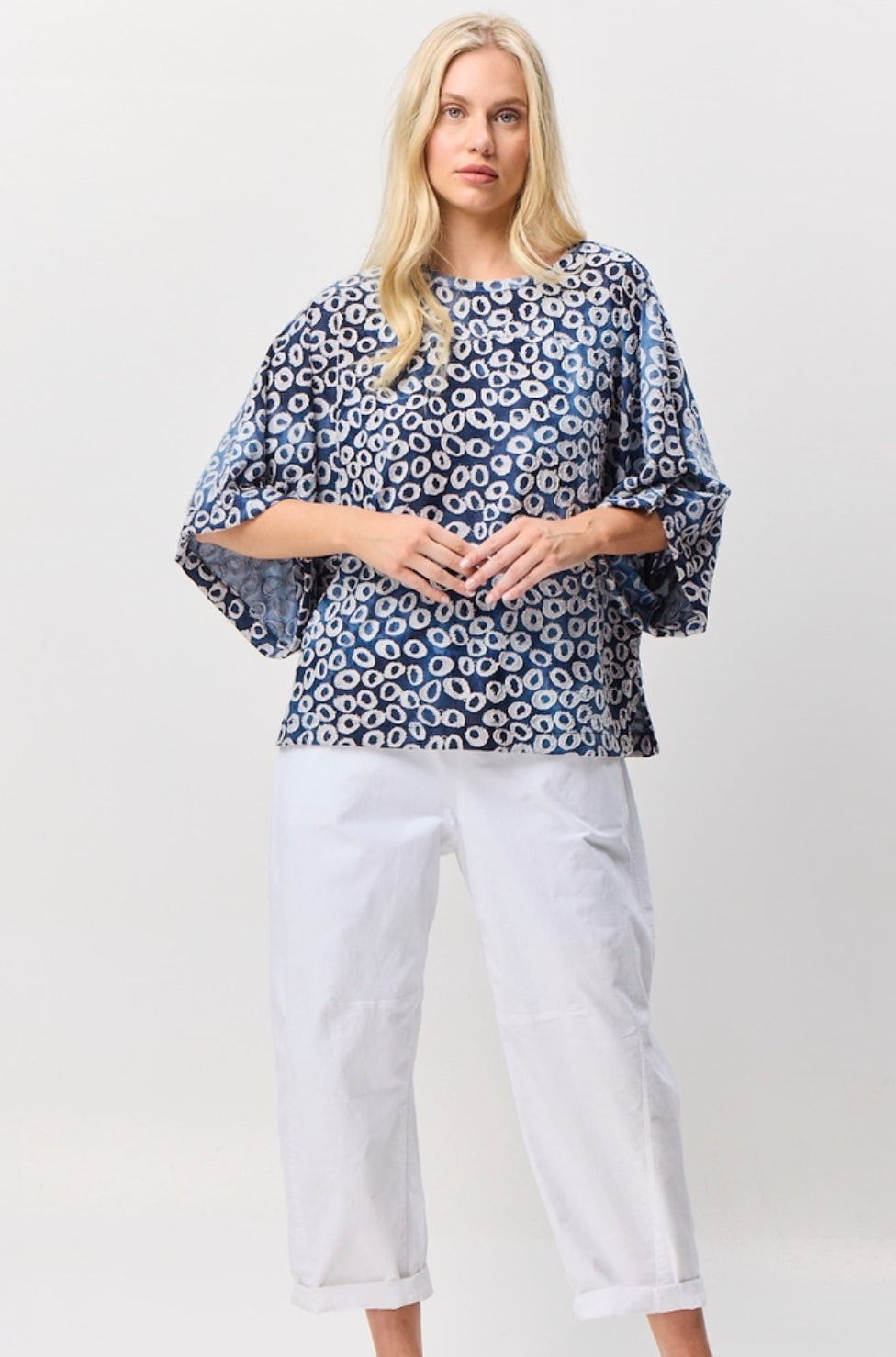 VALIA II BREEZE Blouse - Blue Jacquard