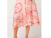 OnceWas II ESTRELLA Linen Viscose Stitch Detail Yoke Skirt - Palmarosa