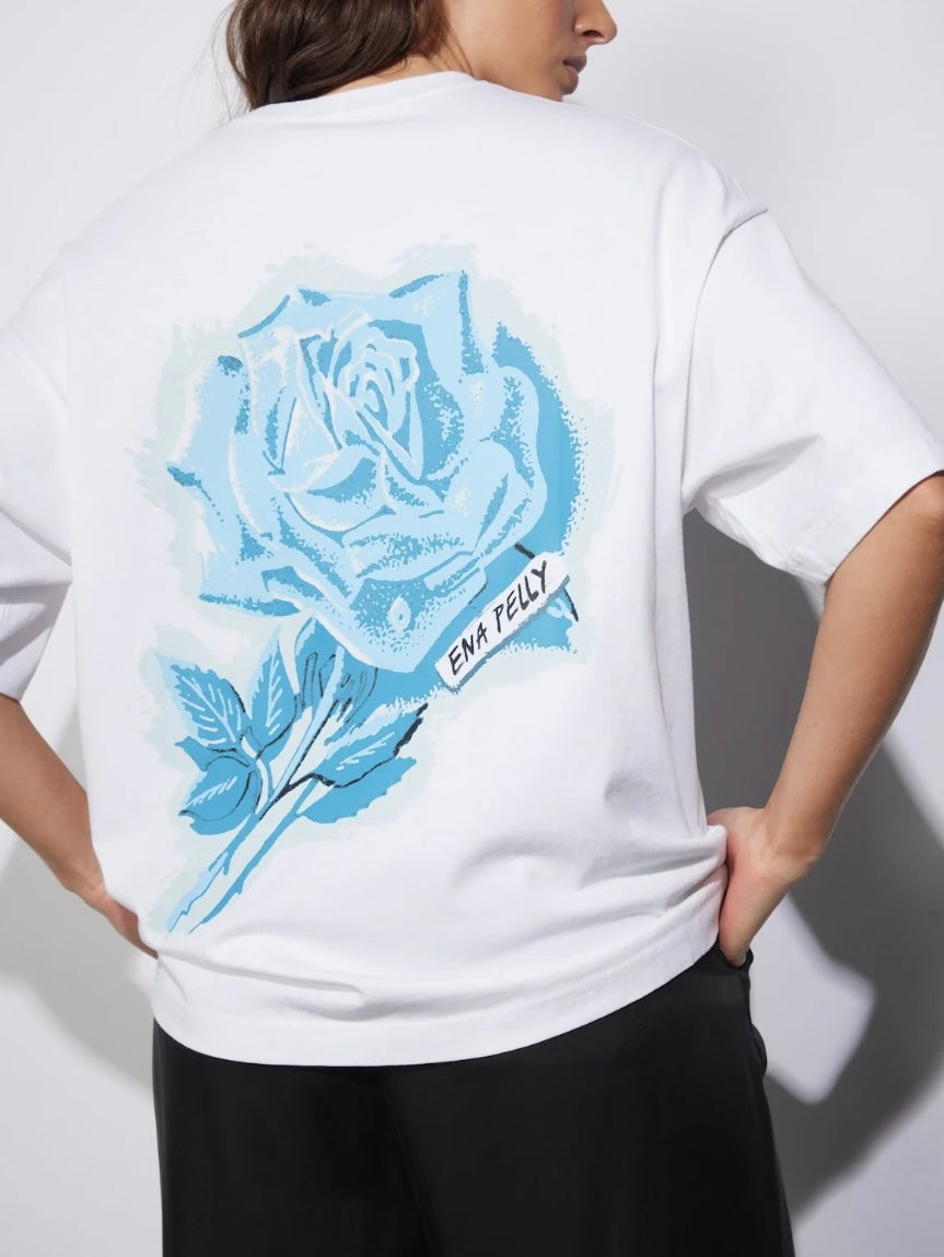 ENA Pelly II BLUE Rose Tee - White