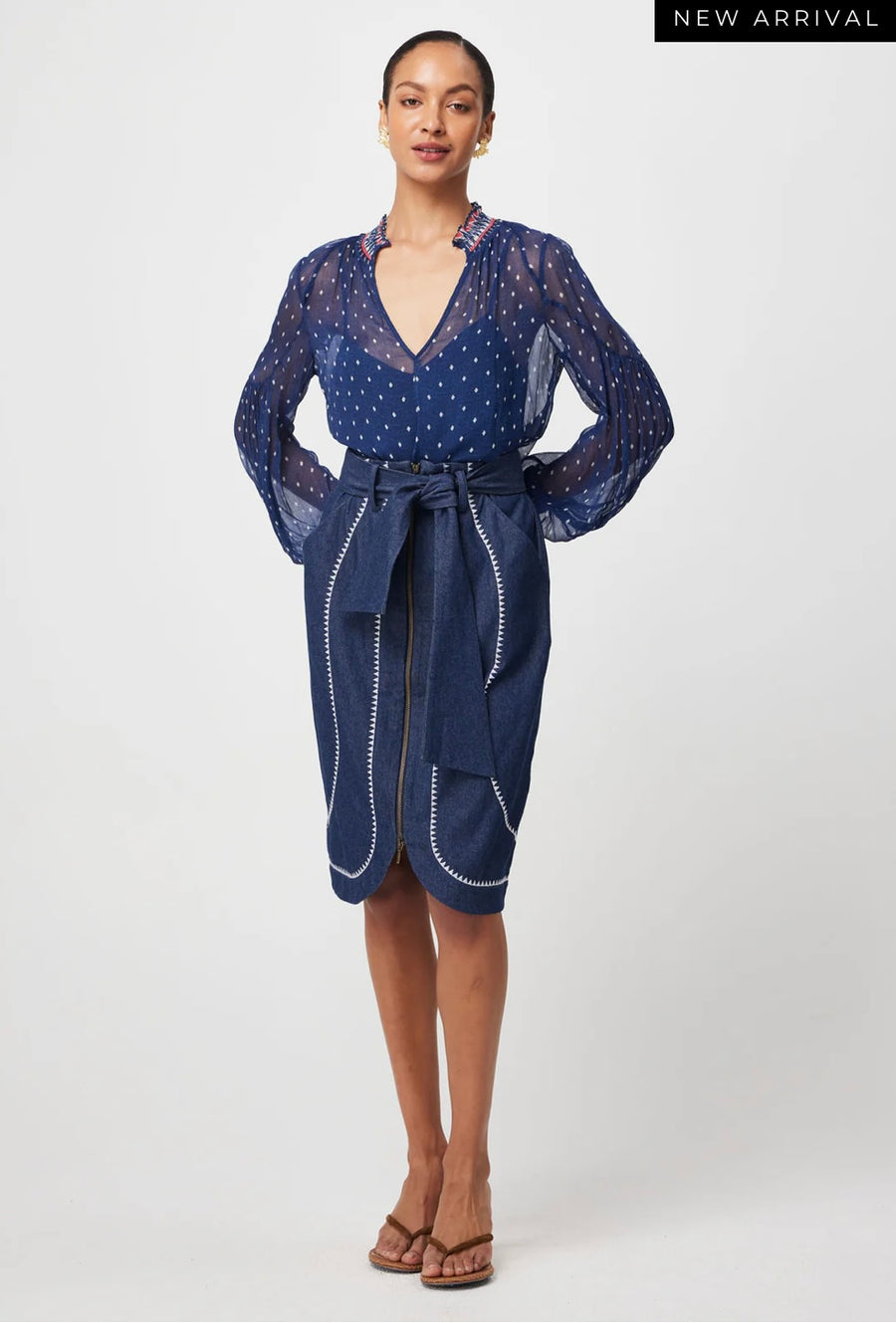 Oncewas II PHOENIX Chiffon Blouse - Lapis Spot