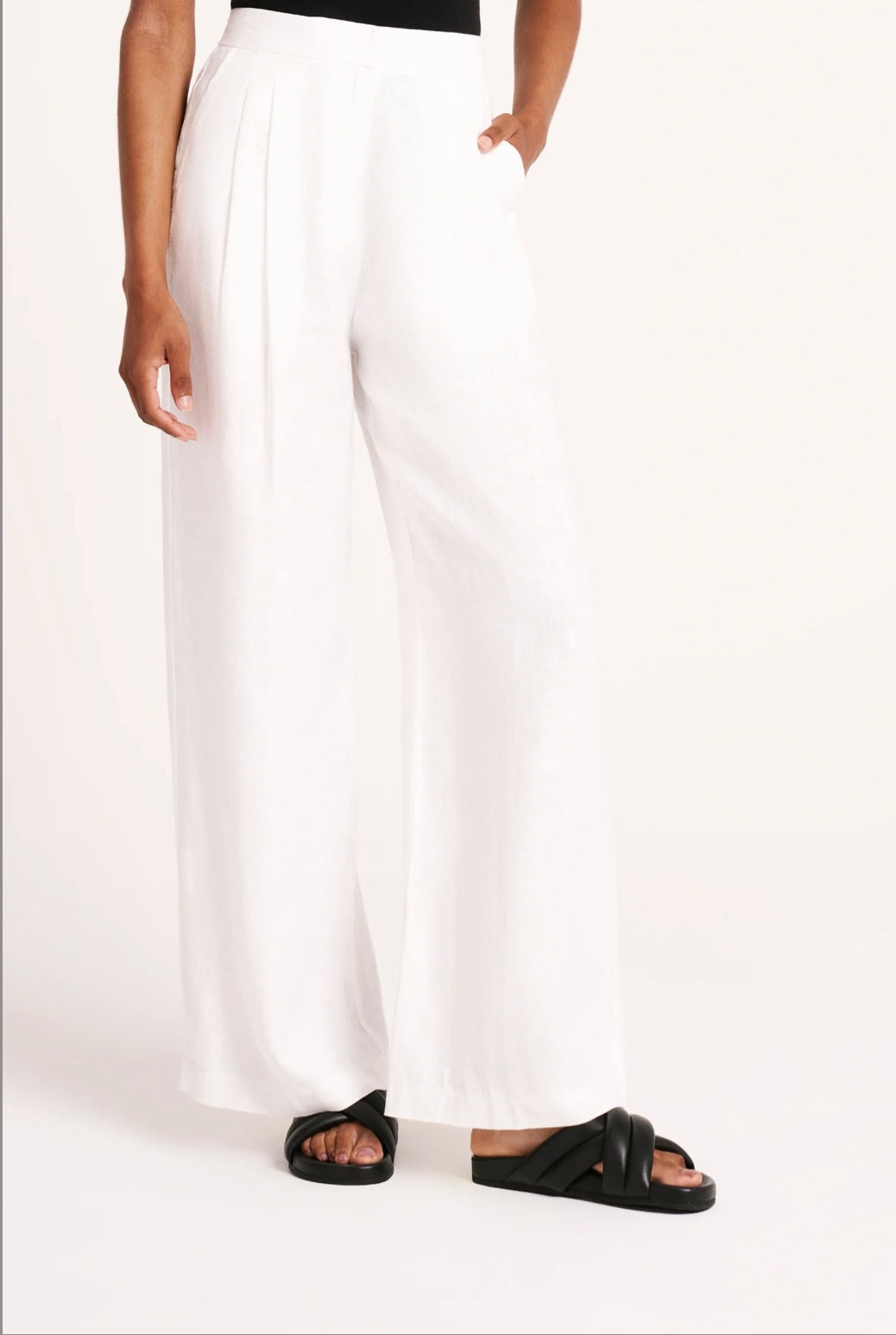Nude Lucy II THILDA Linen Pleated Pant - white