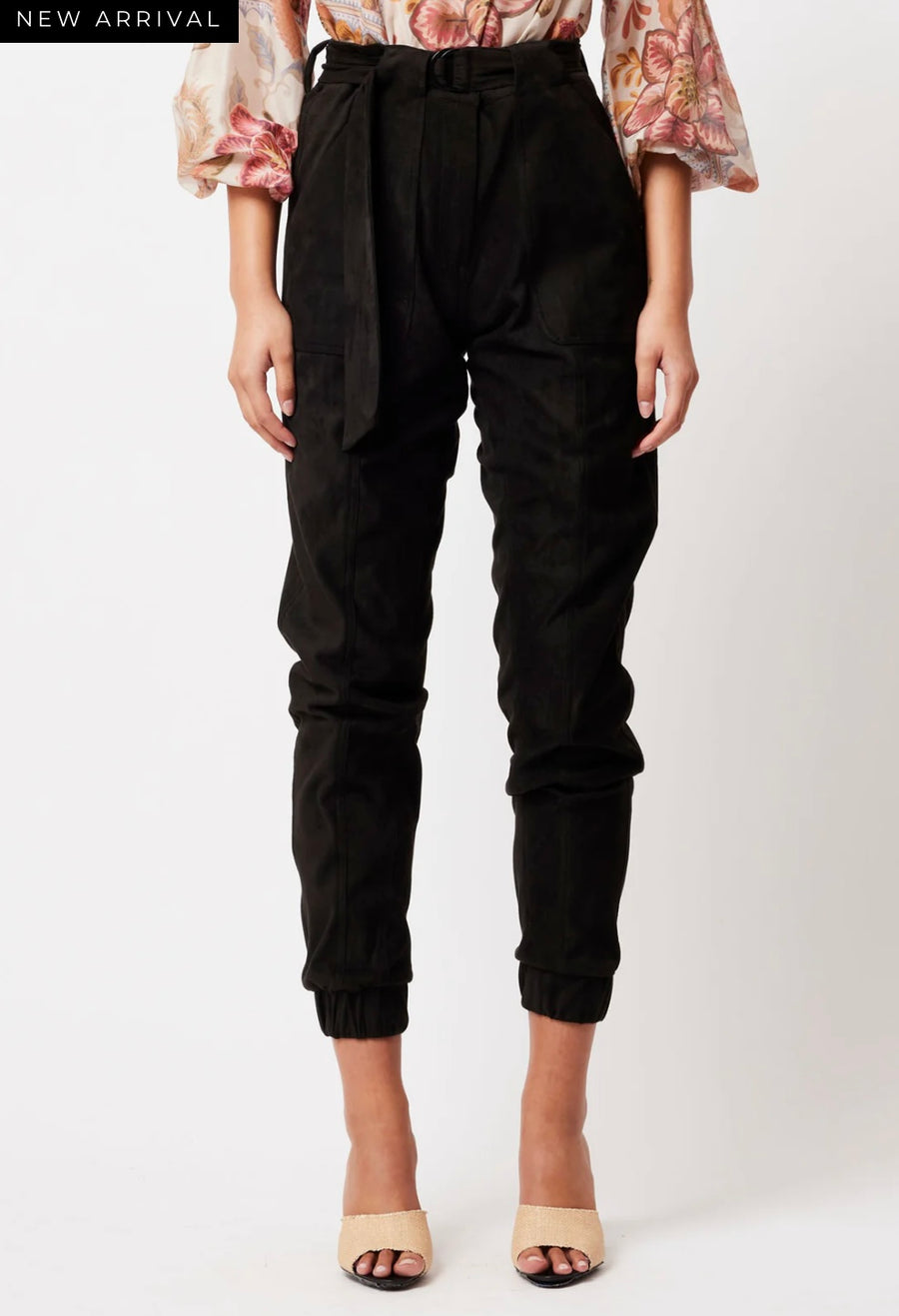 Oncewas II LYRA Faux Suede Cuff Jogger - black