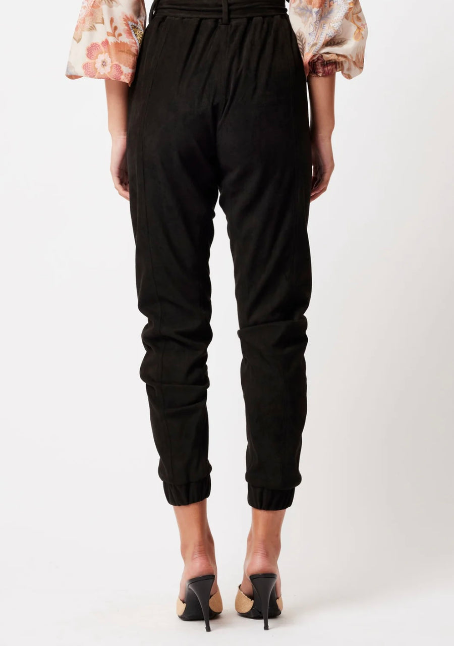 Oncewas II LYRA Faux Suede Cuff Jogger - black