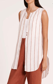 Nude Lucy II AISHA Linen Sleeveless Shirt - amber stripe