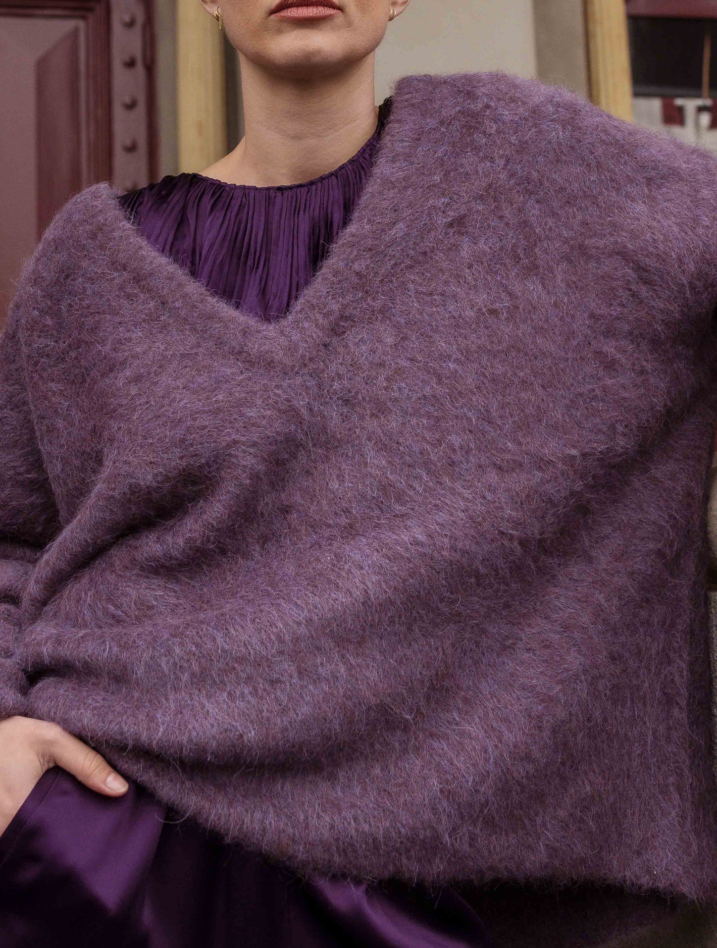 M.A Dainty II BALACLAVA Sweater - Chocolate/Lavender